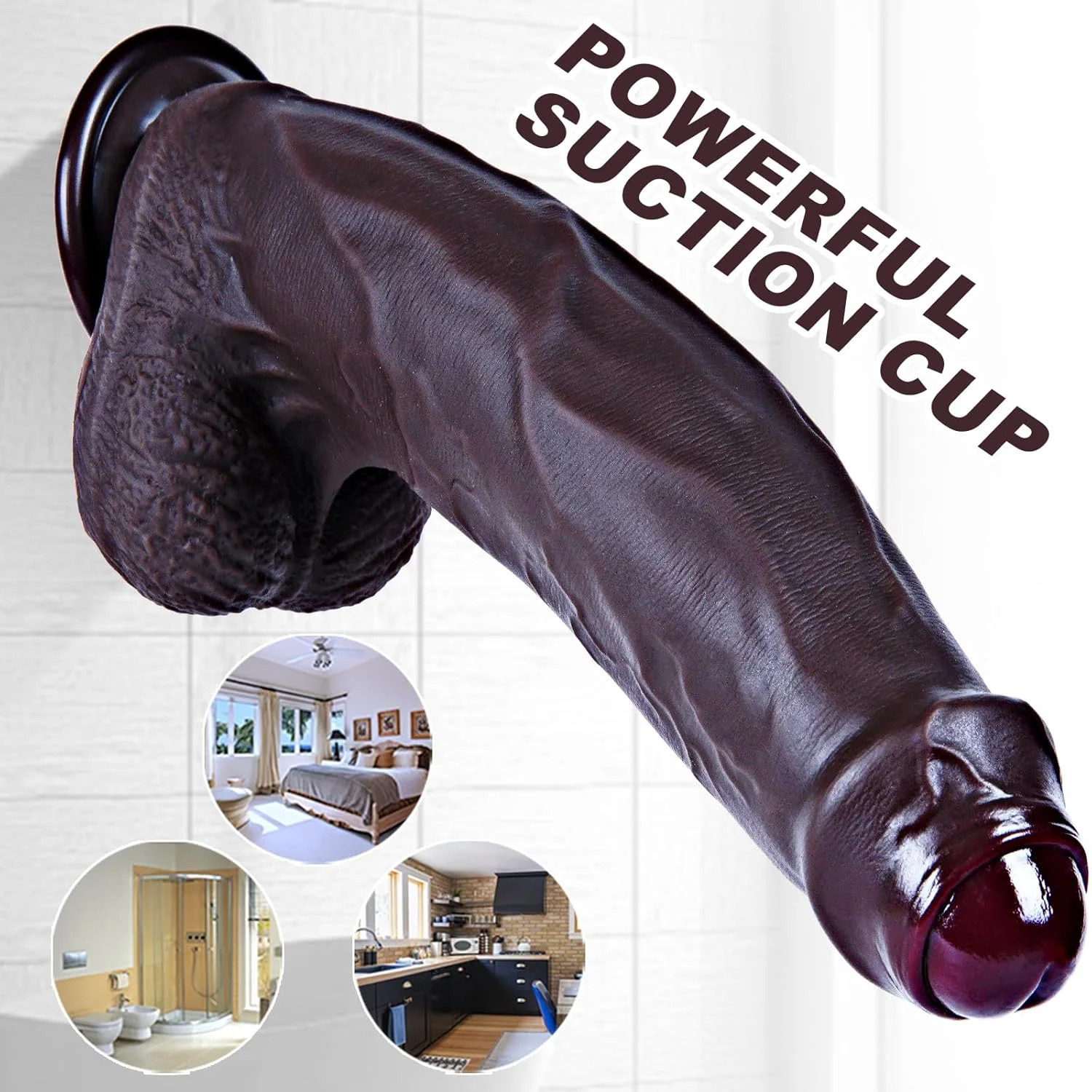 10″ Dual Density Silicone Uncut Foreskin Dildo with Suction Cup, Realistic Dual