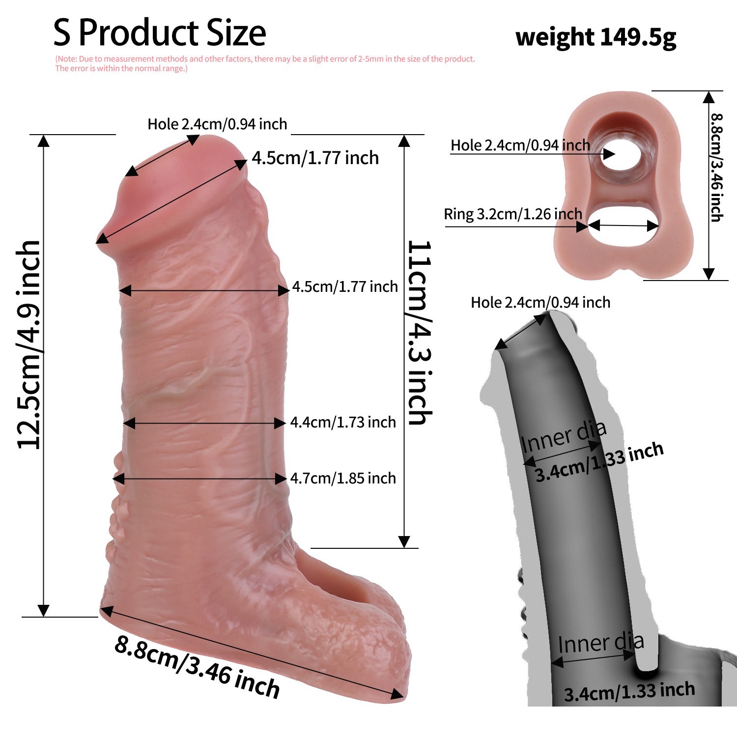 Realistic Cock Sleeve With Male Delay Penis Extender Extension Sheath Sex Toys