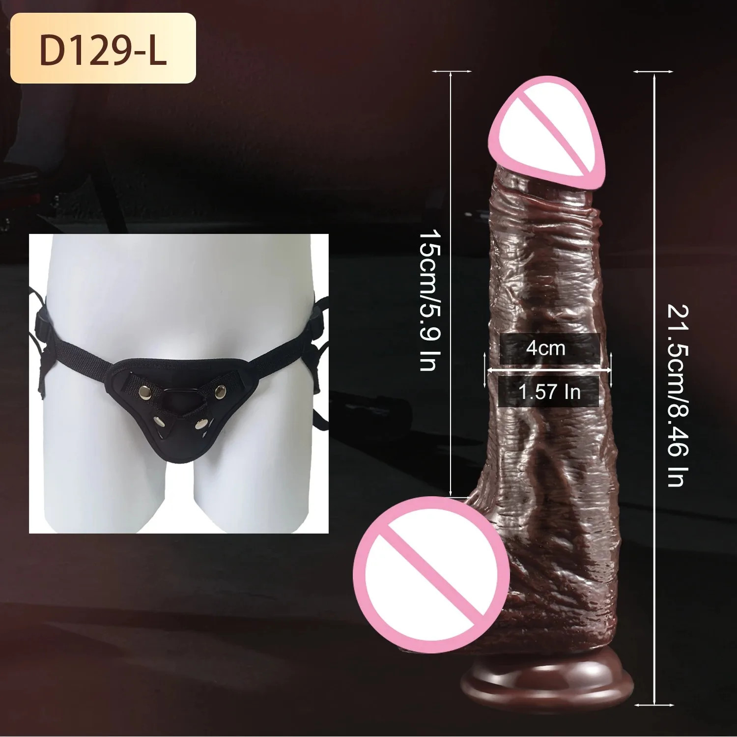 Wearable Realistic Strapon Dildo Skin Testicles Sliding Anal Vagina Dong Sex Toy