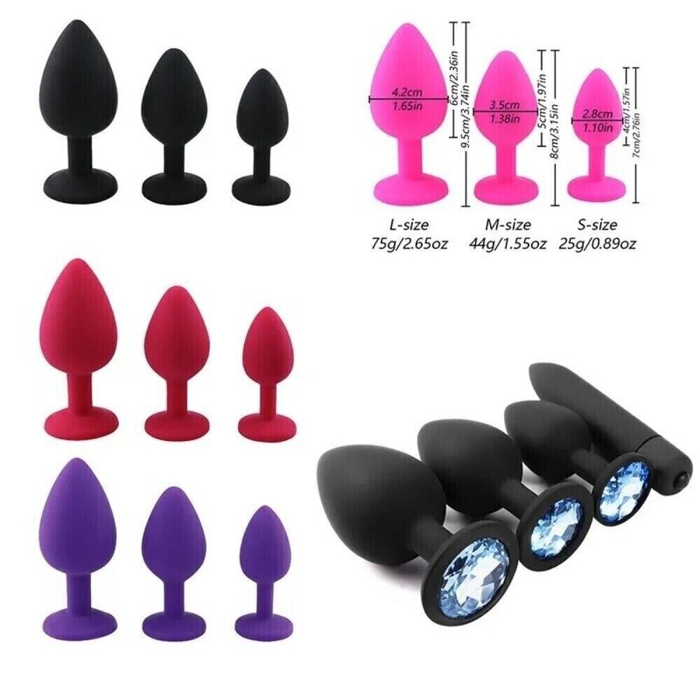 Silicone-Anal-Butt-Plug-Set Chastity-Couple-Jewel-Dildo BDSM Women-Masturbator
