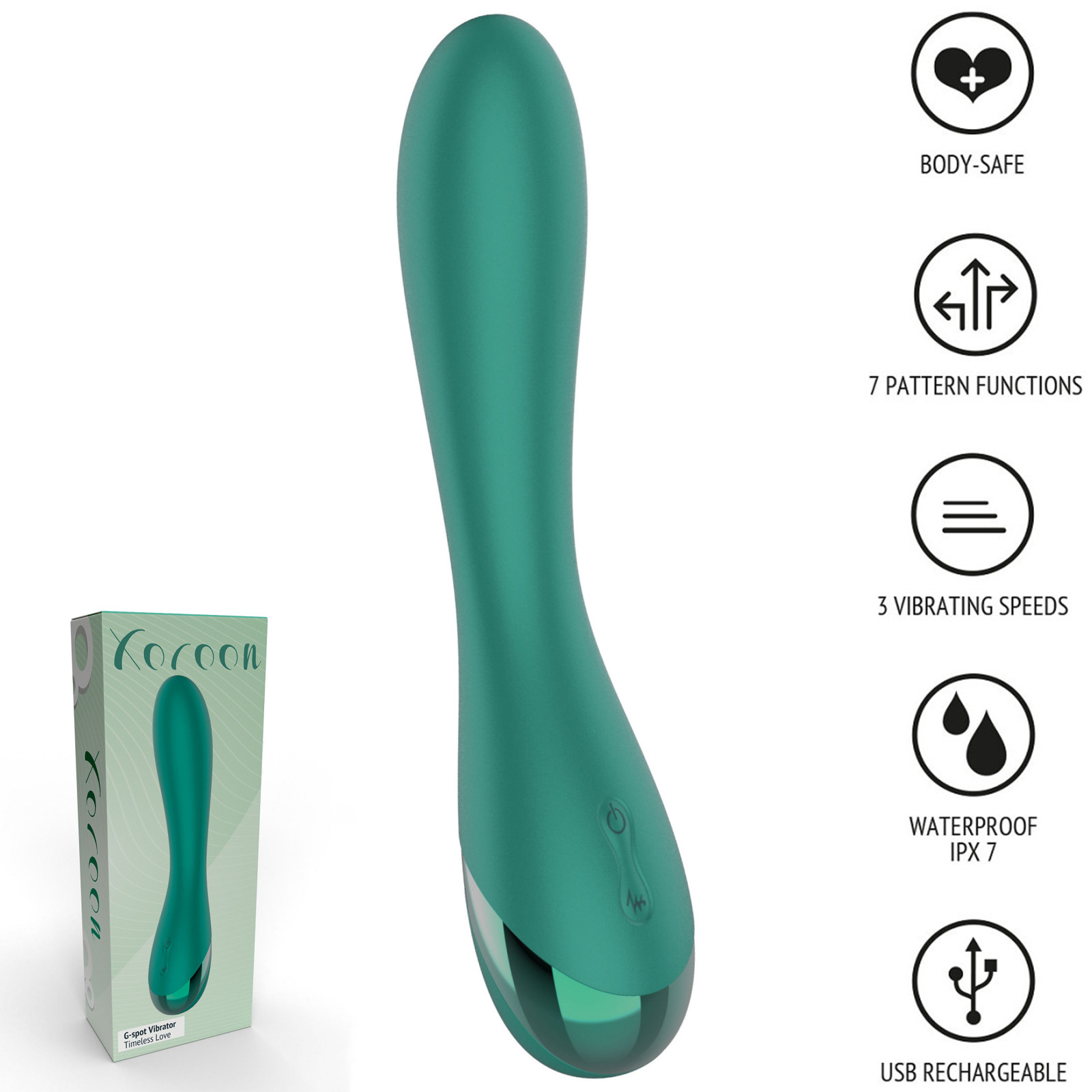 Xocoon Timeless Love Green Silicone G-Spot Multi Speed Vibrator