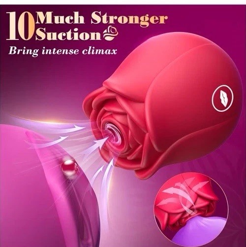 Rosa Clítoris Succión Vibrador Rojo 10 Velocidades Chupón Estimulador Clítoris