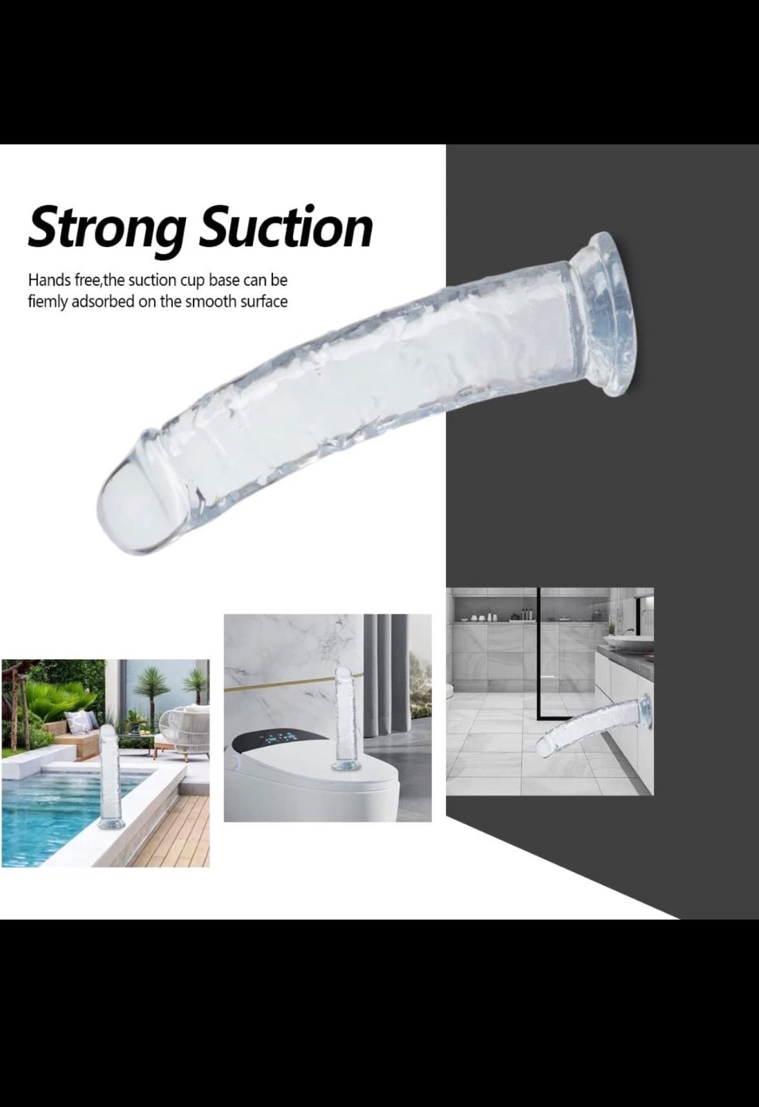 Jelly Dong Dildo Suction Cup G-Spot Waterproof Realistic Cock Veined-Anal Med-XL