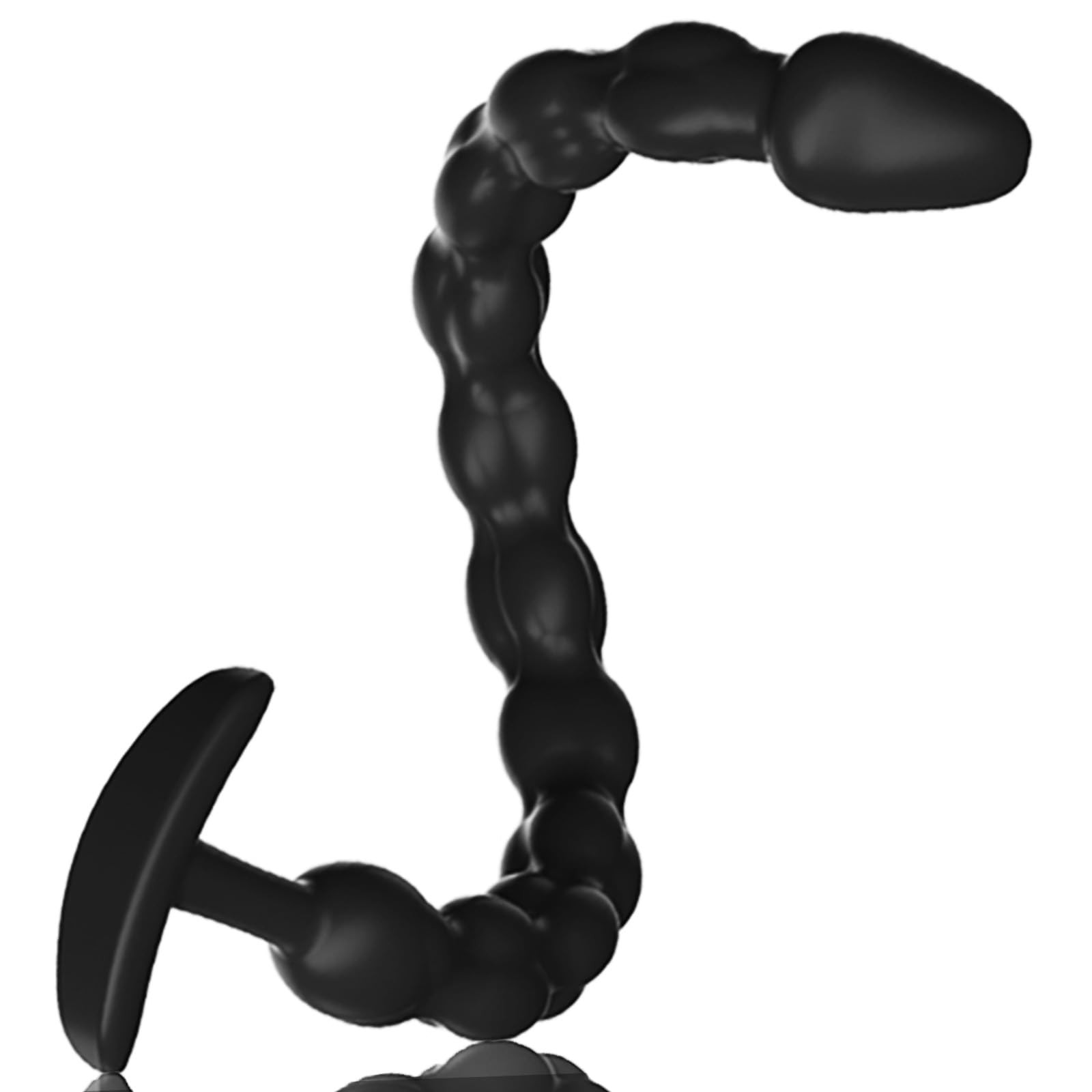 YYDDT Long G-spot Dildo Anal Beads Wearable Butt Plug Silicone M, Black