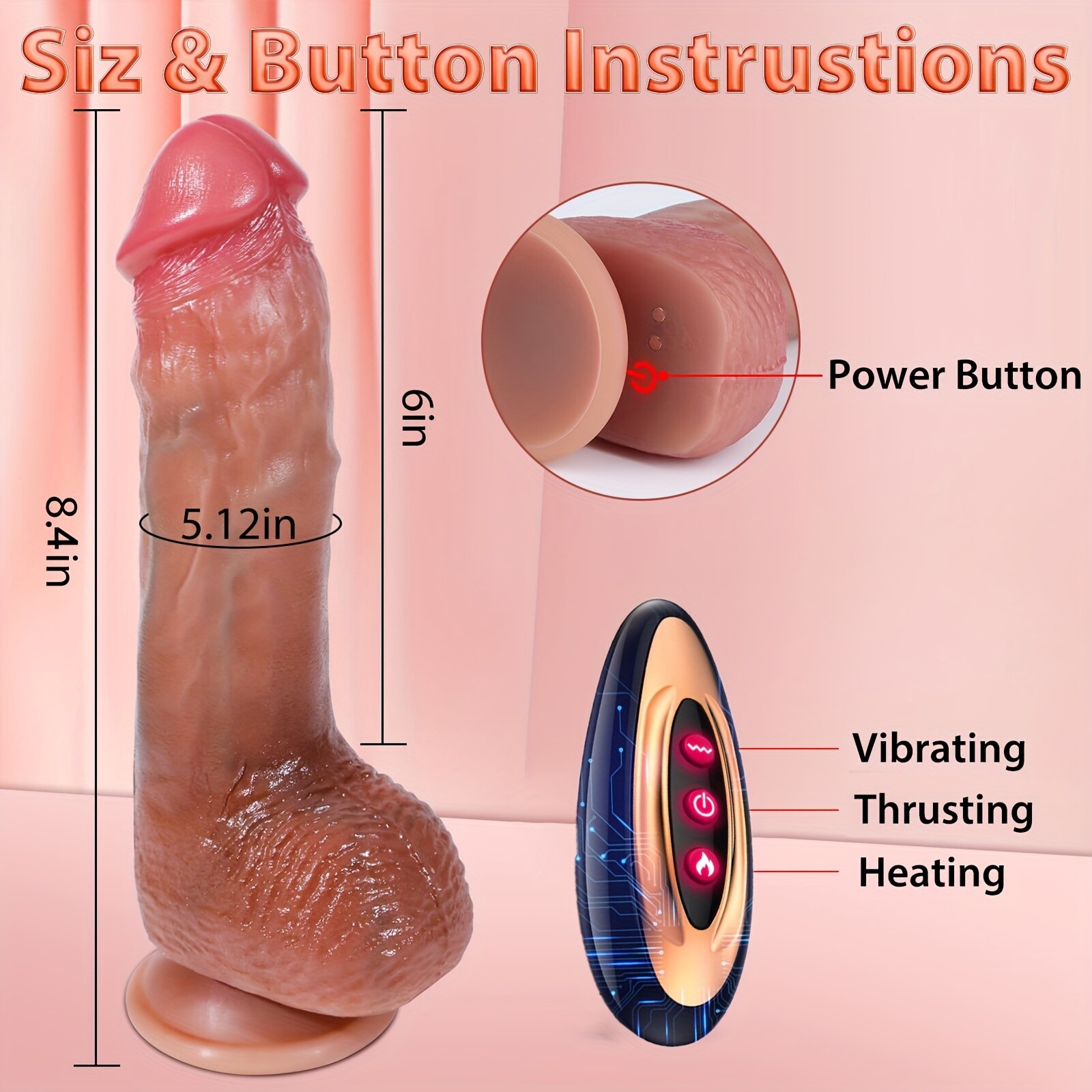 Telescopic Realistic Thrusting Dildo Vibrator Sex Toys for Women Remote Control