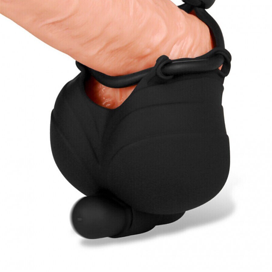 Vibrating Ball Testicle Scrotum Pouch Cinch Penis Cock Ring Sex Toys for Men