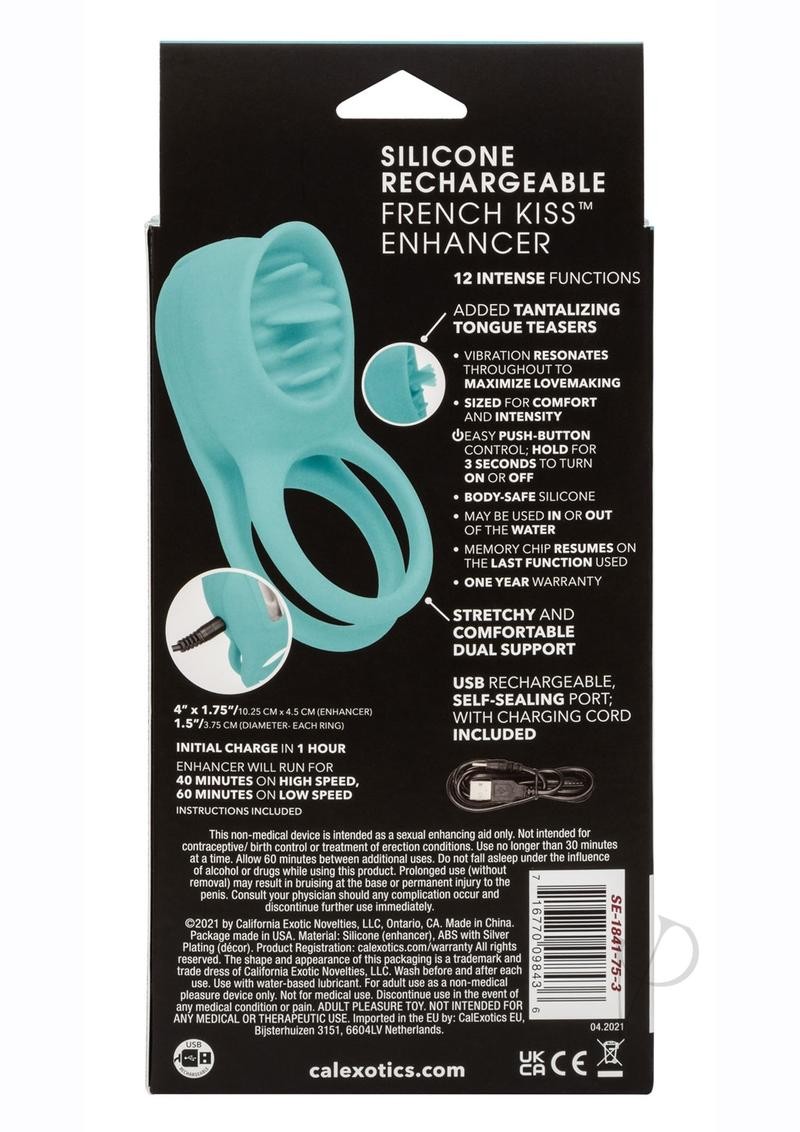 French Kiss Enhancer Silicone Rechargeable Cock Ring – Blue
