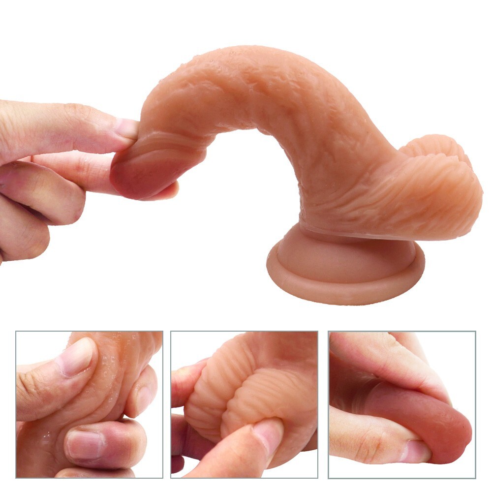 Realistic 6inch Small Dildo Penis Dong Vagina Anal Suction Cup for Women Sex Toy