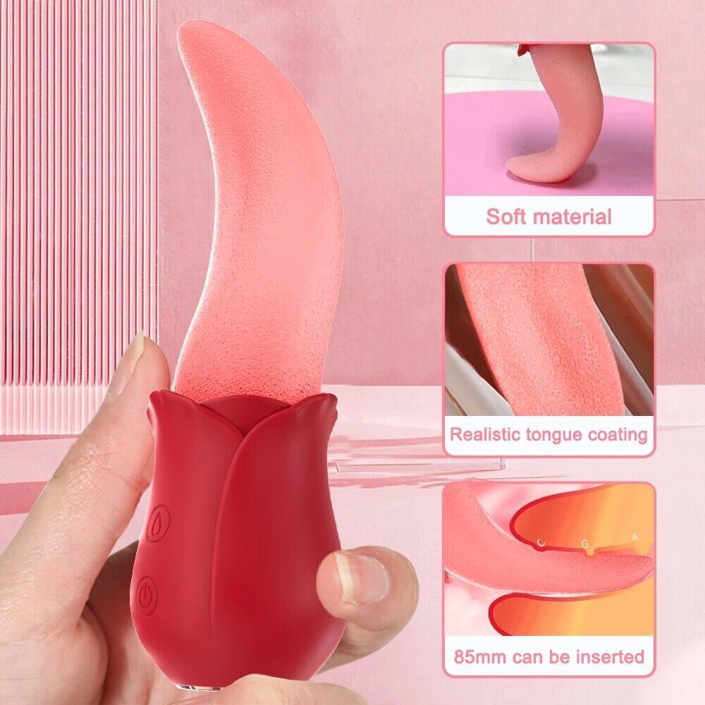 Multispeed-Personal-Massage-Rose-Vibrator-Licking-Massager-for-Women-Xmas Gift