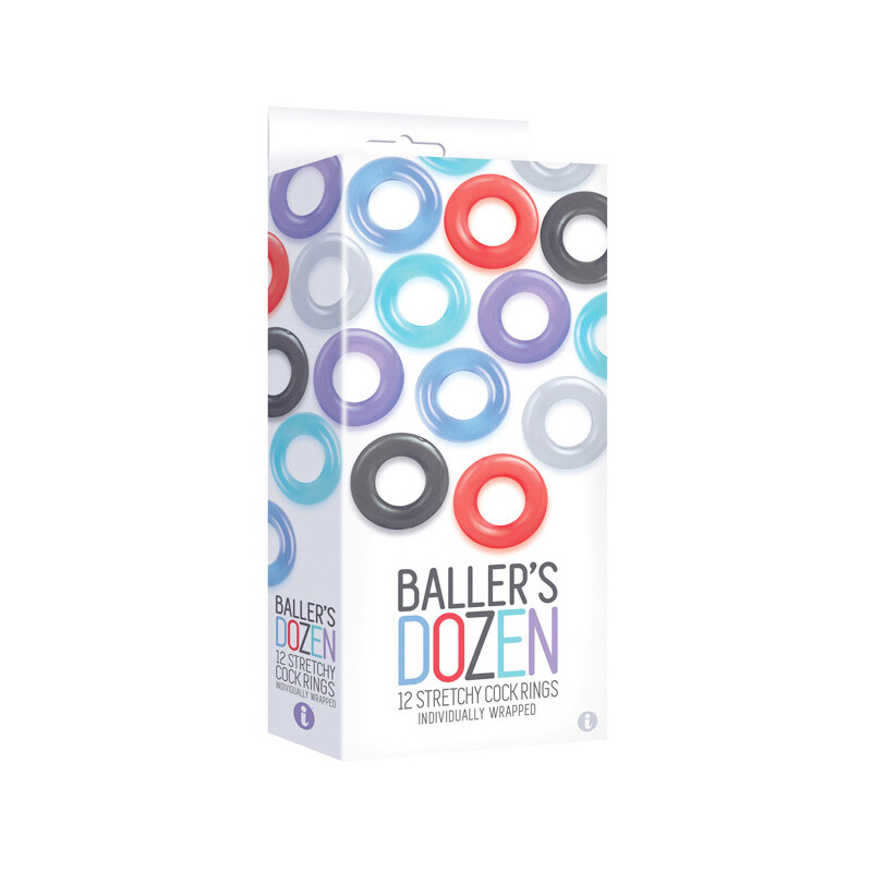 The 9’s Ballers Dozen 12-pack Stretchy cock ring Set Male Erection Enhancers