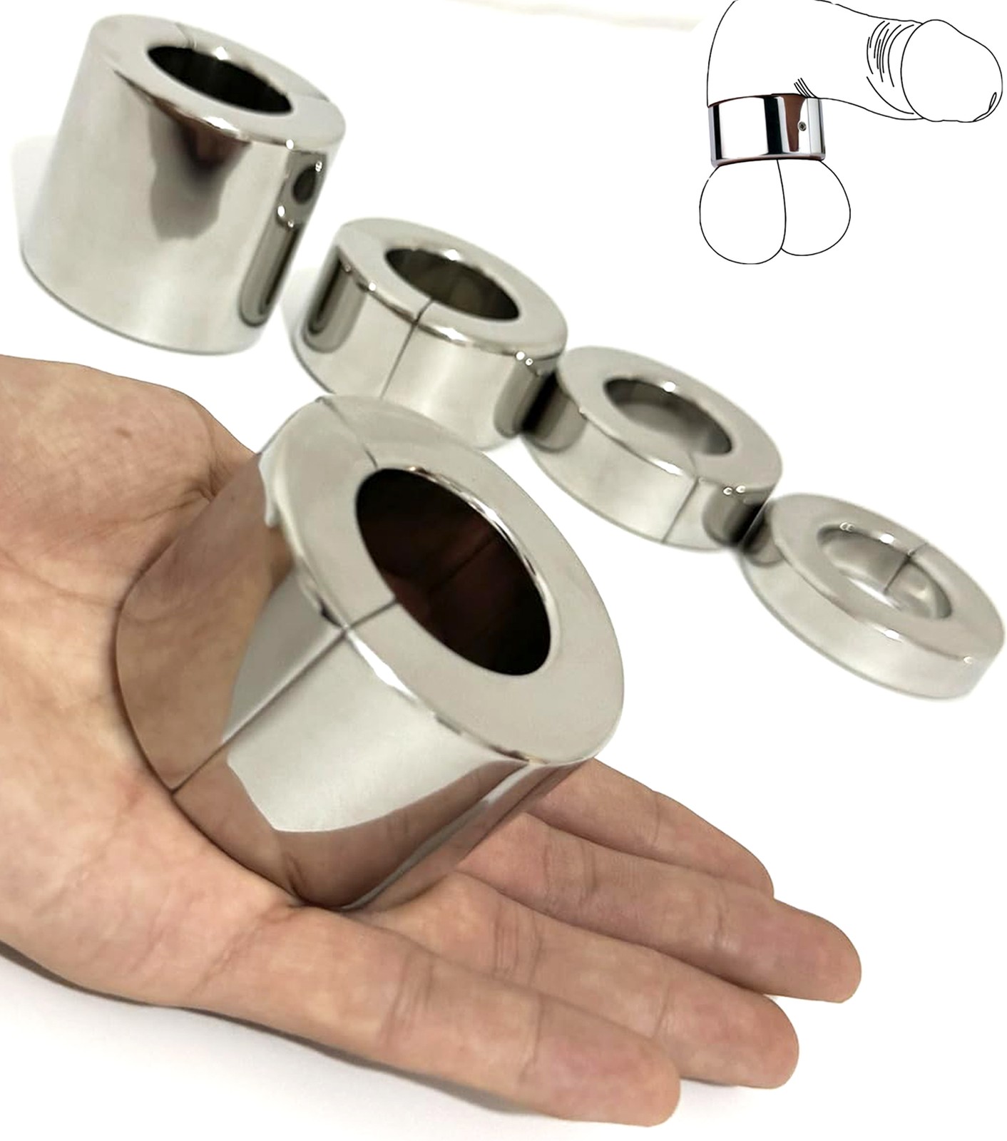 Magnetic Stainless Steel Cock Ring Scrotum Pendant Ball Testis Weight Training
