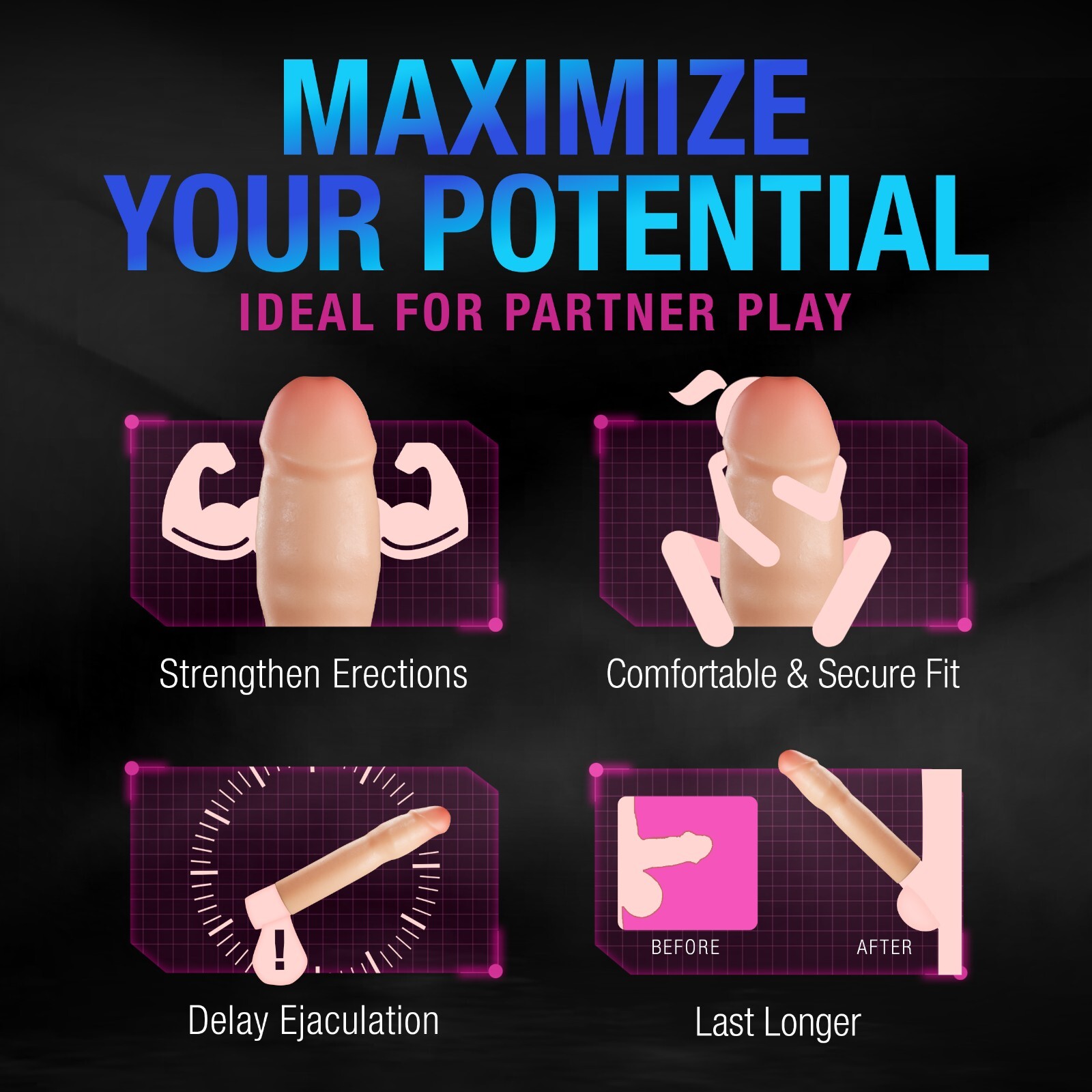 Blush Performance Plus 7 Inch Realistic Penis Extender Sleeve Adult Sex Toy