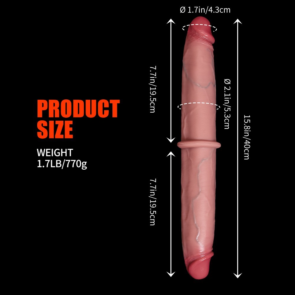 15″ Double Head Liquid Silicone Realistic Dildo Suction Cup Anal Vagina Sex Toys