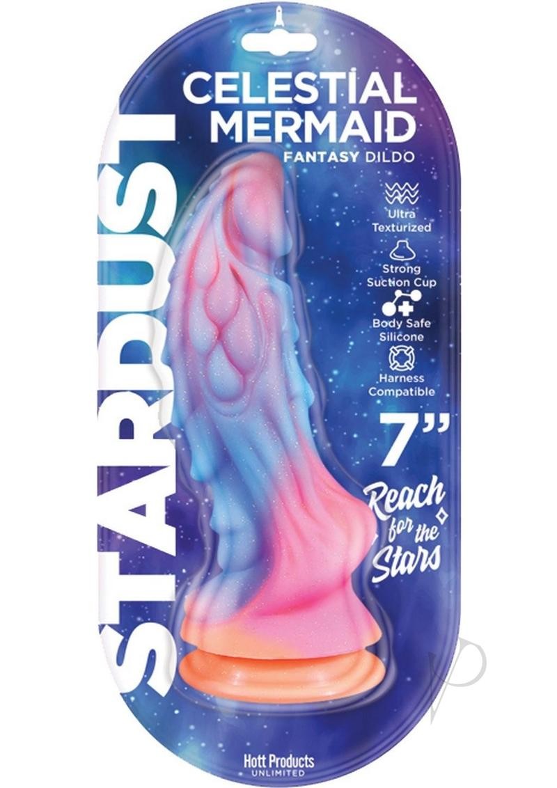 Stardust Cestial Mermaid Silicone Dildo with Suction Cup 7in – Multicolor