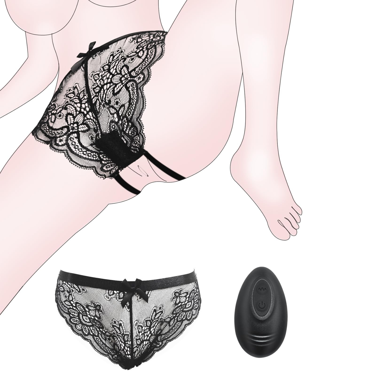 Wearable Panty Vibrator with Remote Control XS–4X 24″–45″ Waist, Vibrating L…