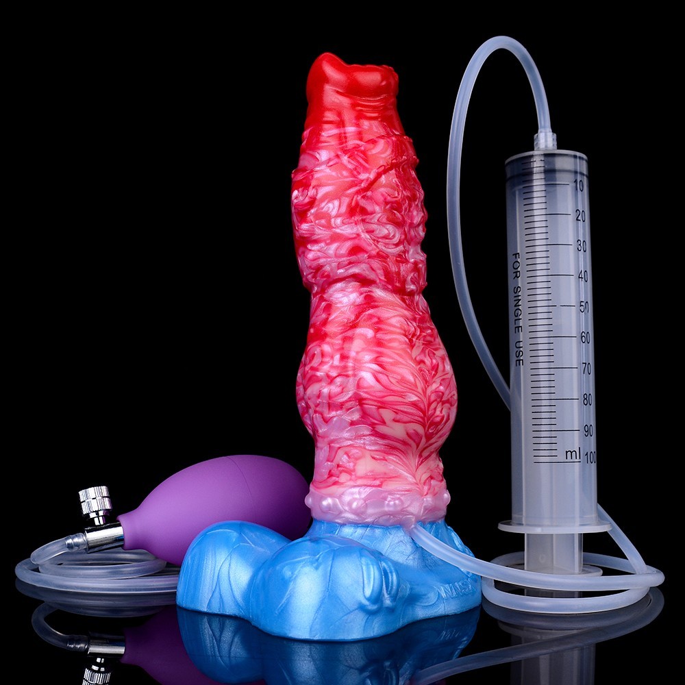 Inflatable Squirting Silicone Knot Dildo Soft Realistic Textured Intimate Women