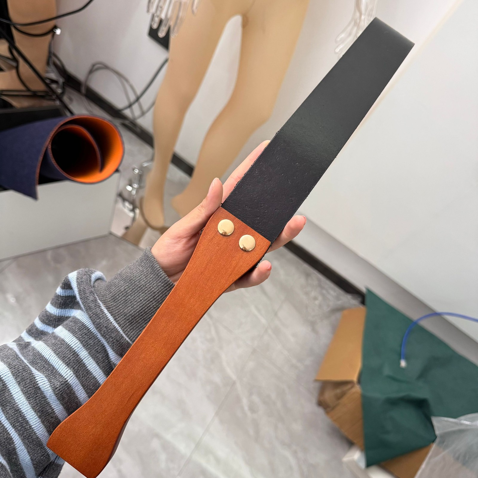 Sex Spanking Paddle Whip Wooden Handle Whip for Adult Role Play Toy Bondage BDSM