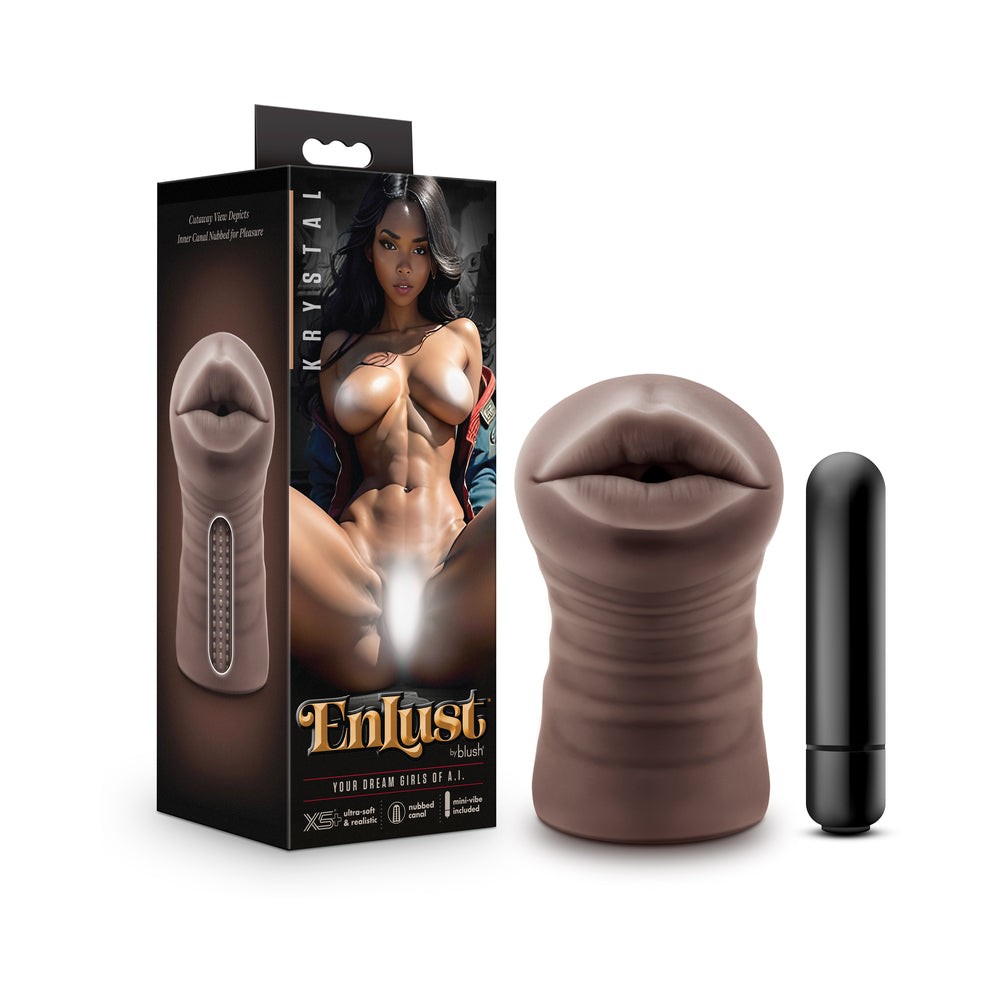 EnLust Krystal Vibrating Stroker Brown Intimate Toy Body-Safe Rechargeable