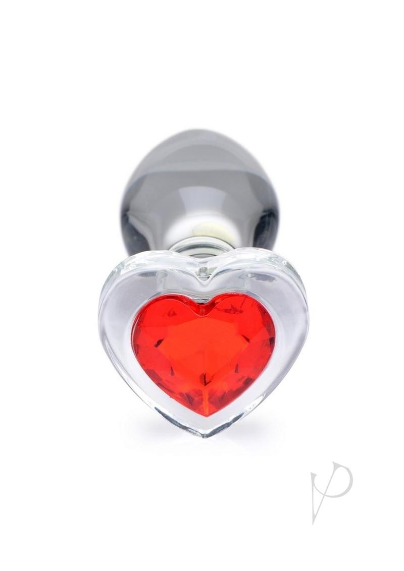 Booty Sparks Red Heart Glass Anal Plug – Medium – Red/Clear