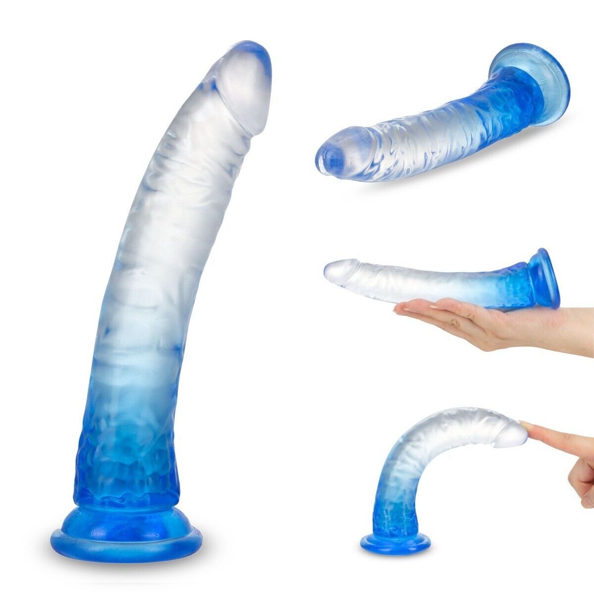 Flexible Jelly Realistic Gradient Ombre G-spot Anal Dildo Dong Suction Cup Base