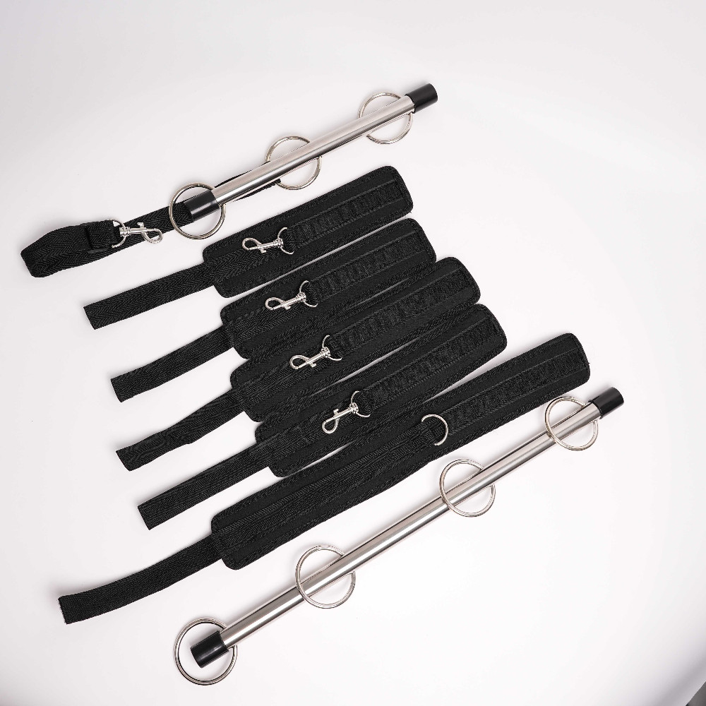 Steel Hand Open Leg Spreader Bar Wrist Ankle Cuffs Restraints Lockable Sex Toys