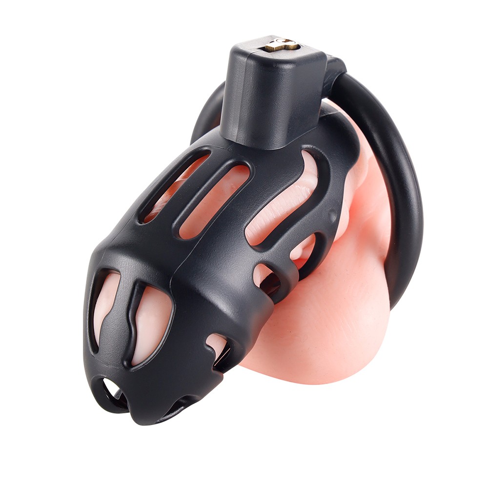 Plastic Chastity Cage Lockable 3-Rings+Elastic Chastity Belt Antioff Set Bondage