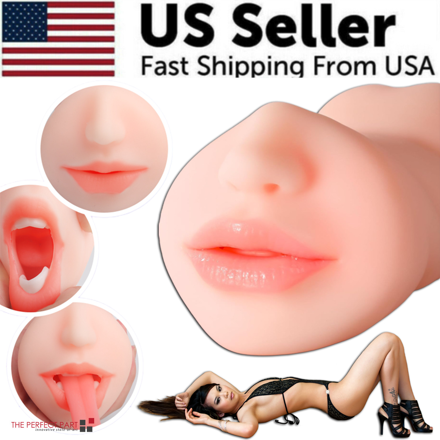 Male Masturbator Realistic Vagina Anal Pocket Pussy Sex Toy Men Oral Love Mouth