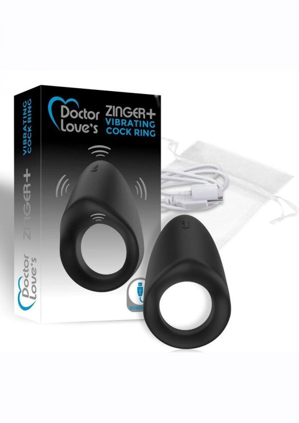 Doctor Love’s Zinger Plus Silicone Rechargeable Vibrating Cock penis-ring Black