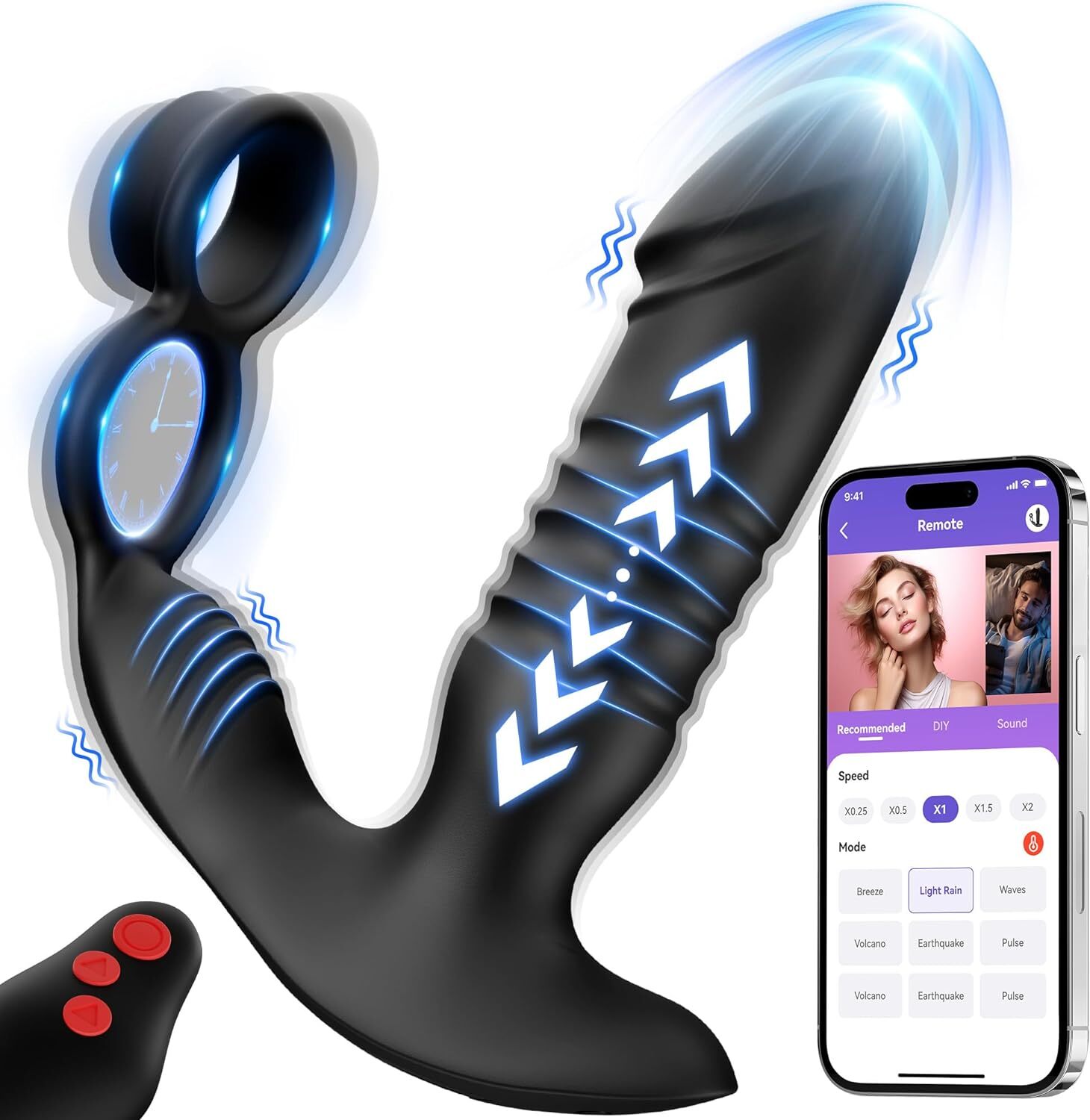Prostate Massager Male Sex Toys for Men App/Remote Control 7 Thrusting Modes