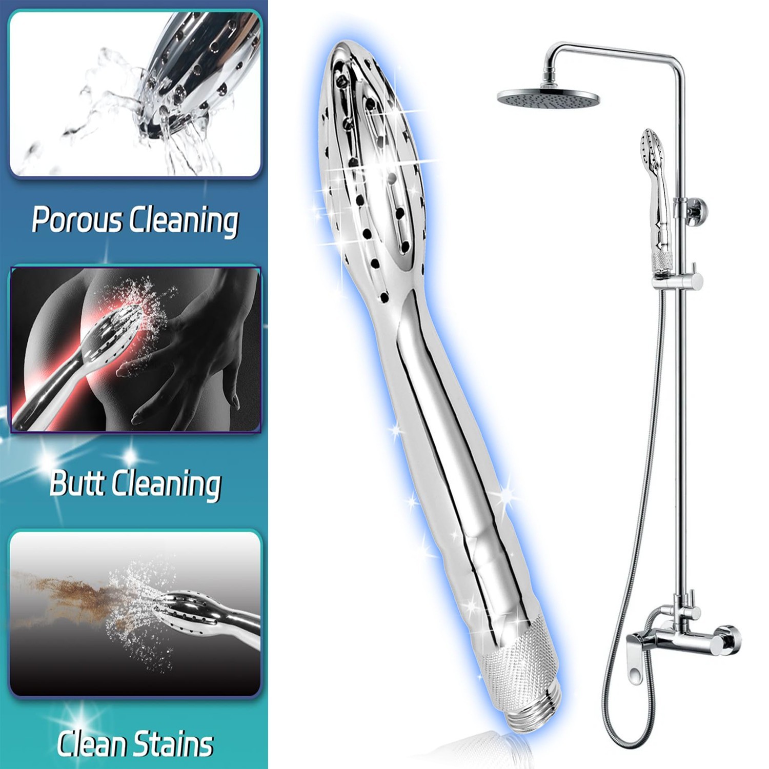 Metal Shower Enema Kit Aluminum Douche System Flow Control Multiple Nozzles