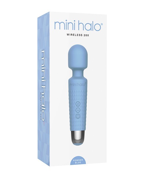 Mini Halo Wireless 20x Wand Massager Vibe – Powder Blue