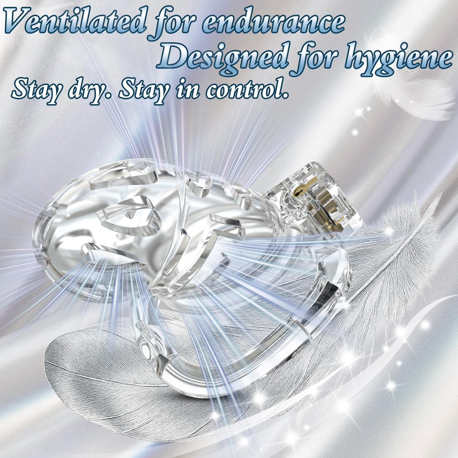 Male Chastity Cage – Soft Silicone Cock with 6 Adjustable L, Transparent