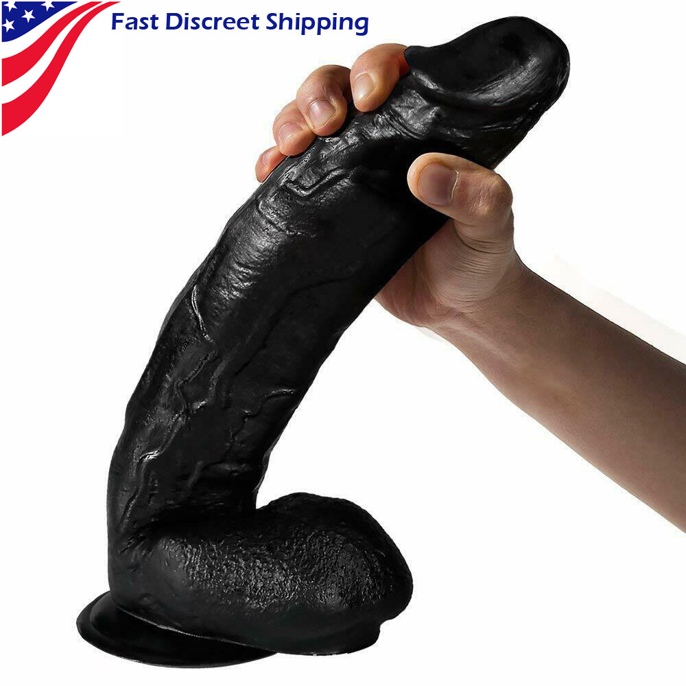 12″ Inch Huge Realistic Dildo Black BBC Big Penis STRONG Suction Cup Sex Toy