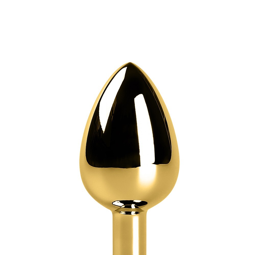 2.8 Inch Small Gold Metallic Metal Anal Plug with Purple Gem