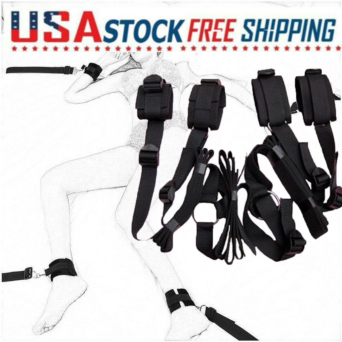 Adult Games Sex-Toys for Couples Bed Restraint Erotic Bondage Ropes Bed BDSM Kit
