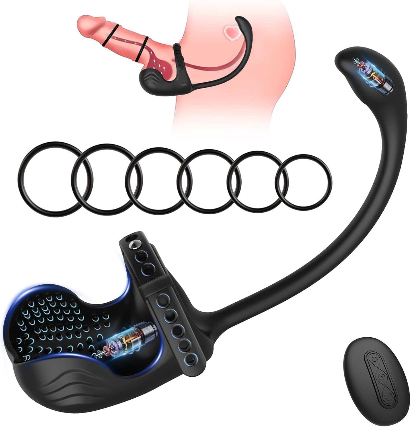 Prostate Massager Vibrating Cock Ring Testicle Toys 3-in-1 Sex Toys for Men, Sma