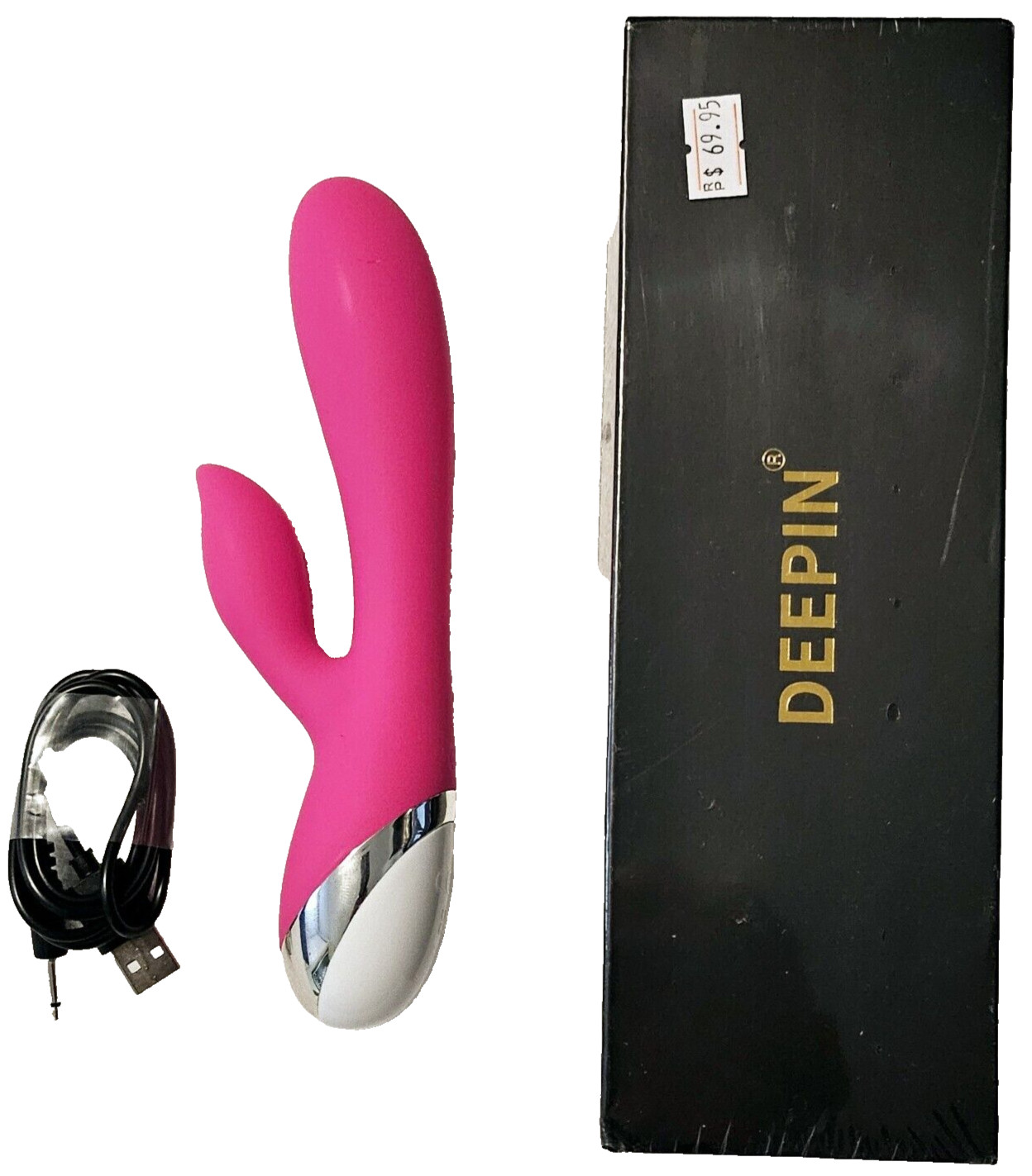 Pure Silicone 8″ Clit Rabbit Vibrator USB Rechargeable Multi Speed & Functions