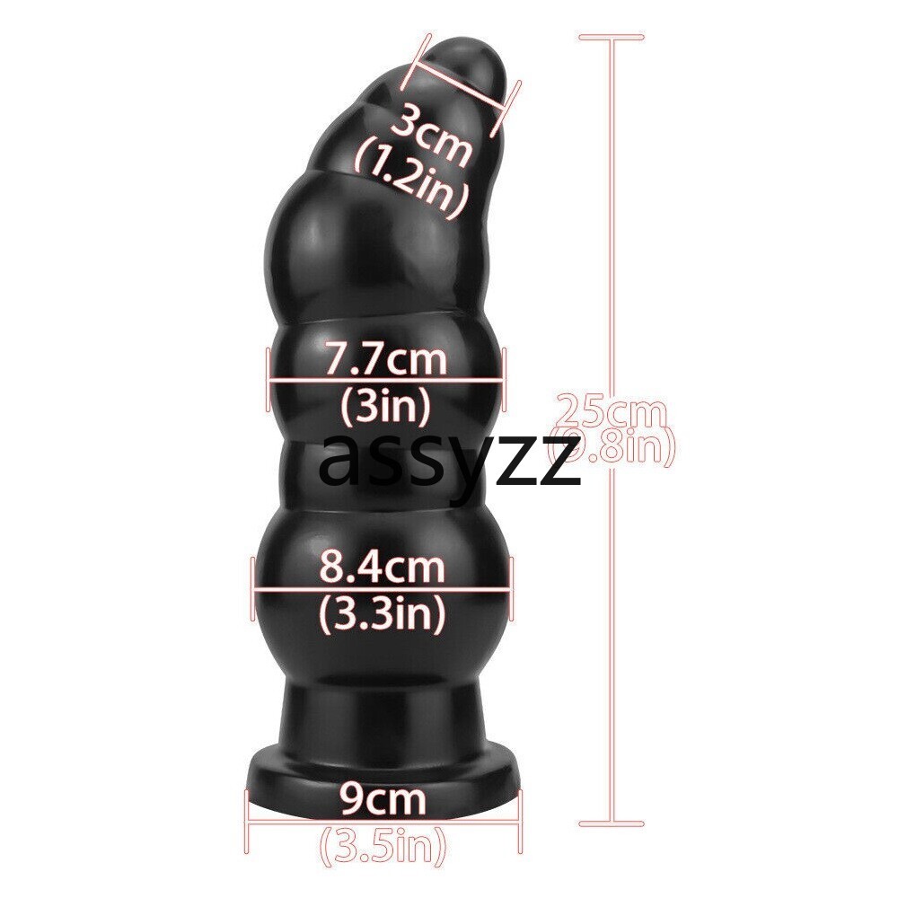 Huge Butt Plug Ribbed Dildo 3.3“ Giant Thick Girth Dong Suction Cup Anal Sex Toy