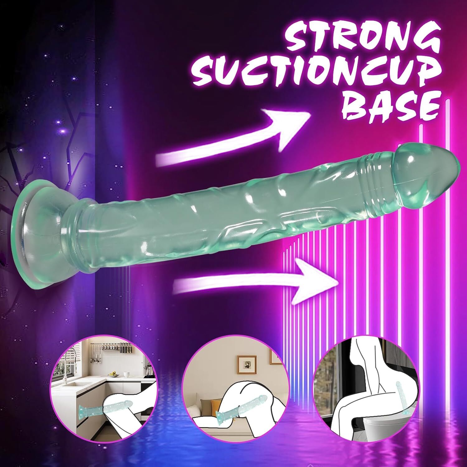 9.6″Long Slim Anal Dildo Penis Suction Cup Prostate Vaginal G-Spot Adult Sex Toy