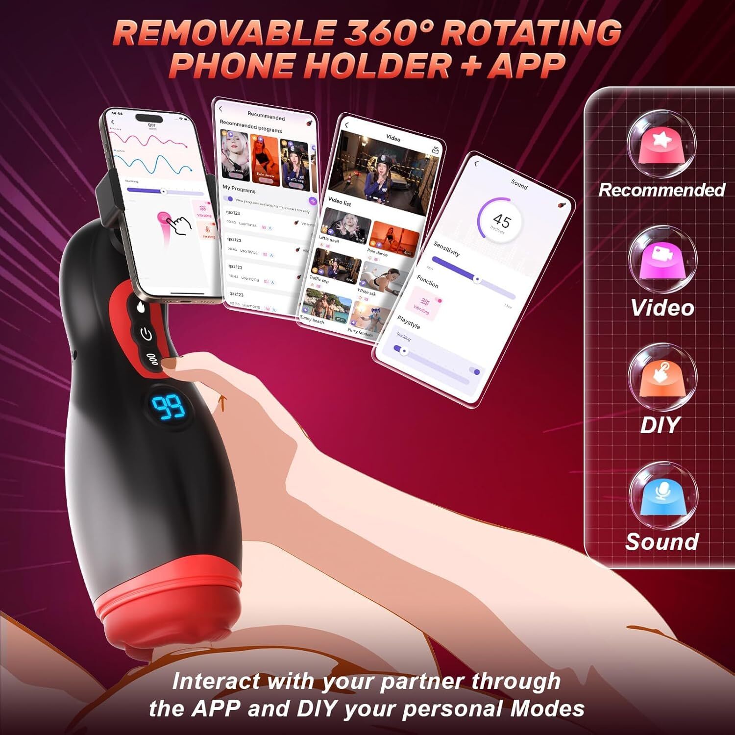 Male Masturbator Mens Sex Toys Phone Holder Penis Pump Male Sex Toy APP Control