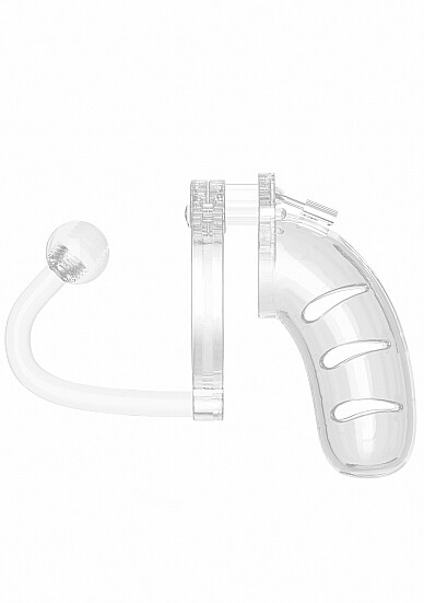 ManCage Model 11 Chastity Device Cock Cage w/ Anal butt plug 4.5in Clear BDSM