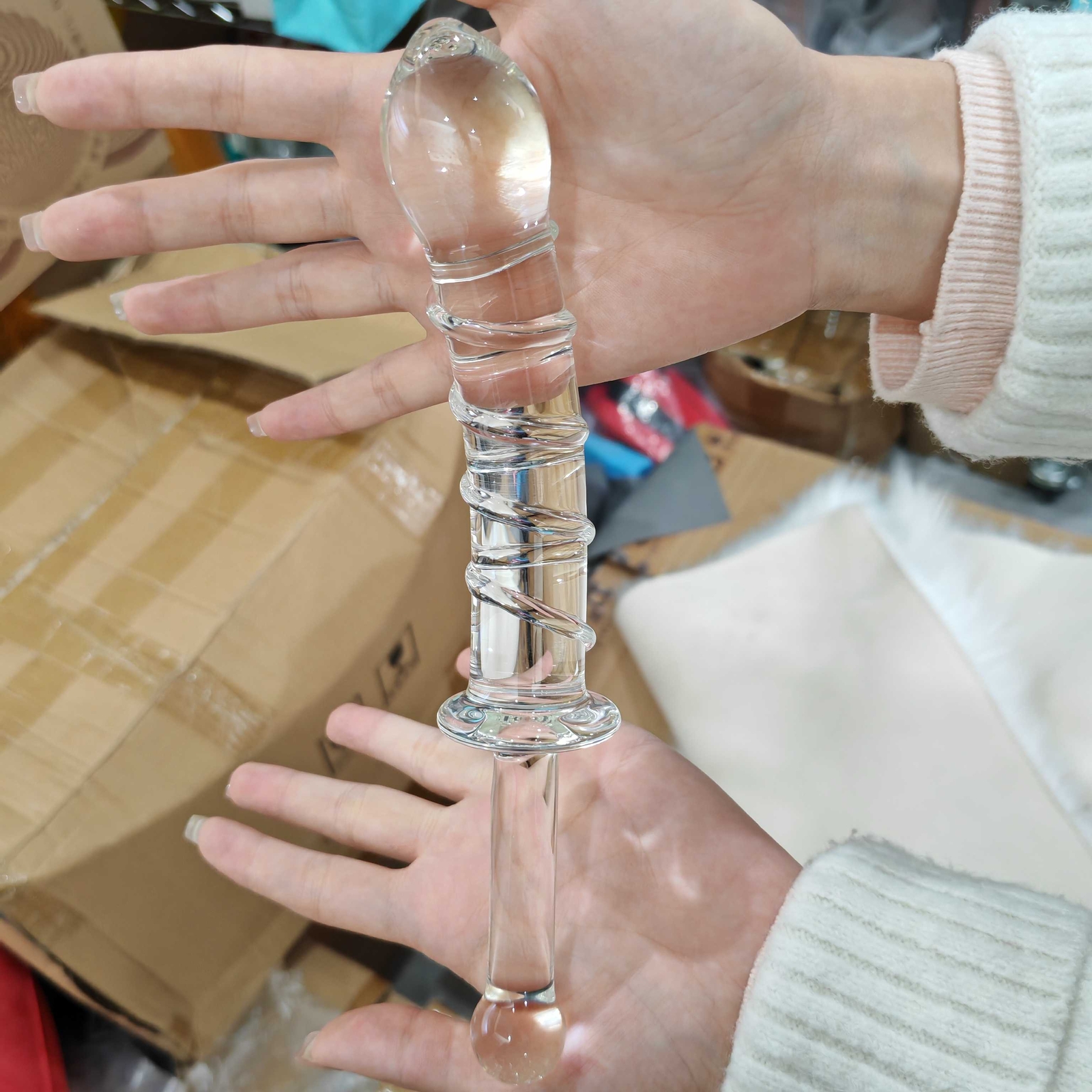 Crystal Glass Dildo Massager Wand G-spot Stimulator Women Sex Toy Anal Butt Plug
