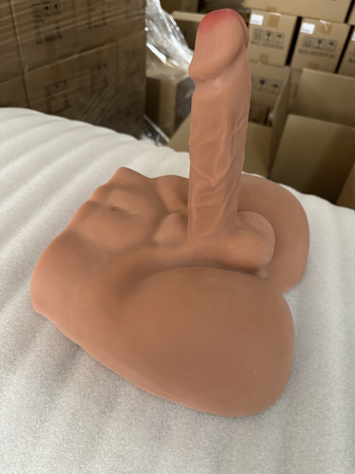 Tan Huge Lifelike Dildo TPE SexDoll Male Body Torso sex Toy Big Penis For Women
