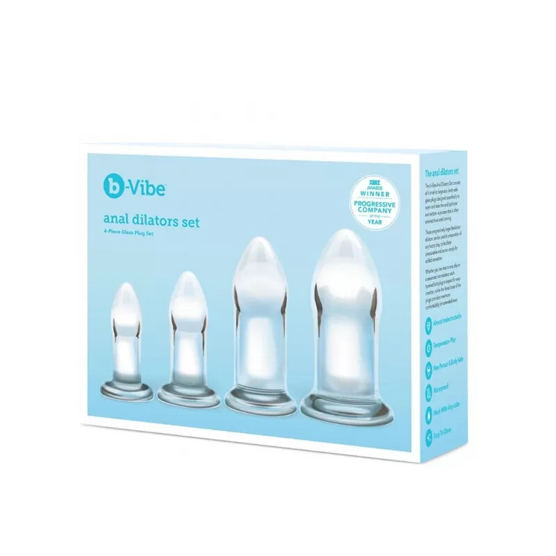 b-Vibe Anal Training Dilators butt plug Graduated Sizes Glass Temperature Play