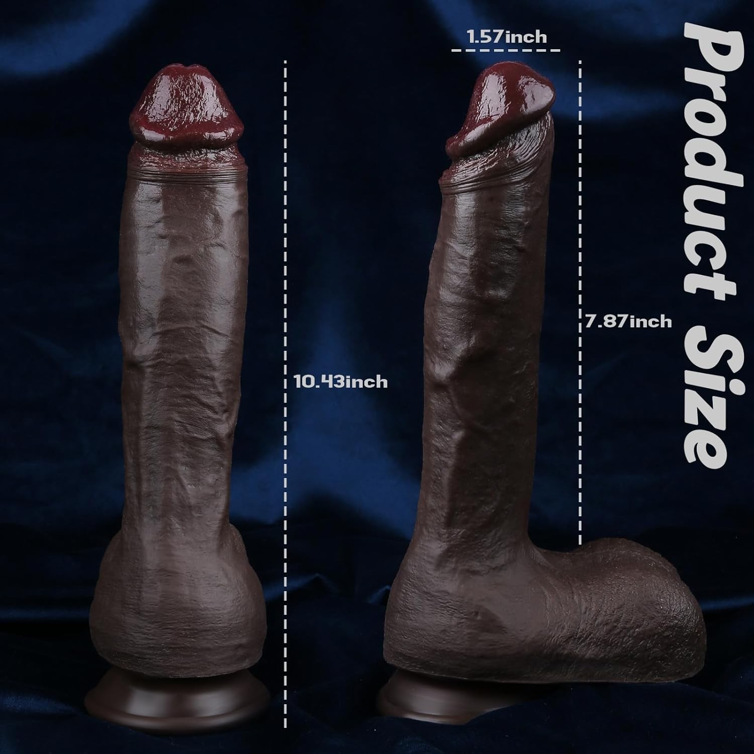 10 Inch Realistic Big Black Dildo Sex Toys, Feels Real Skin Huge Thick Anal Dild