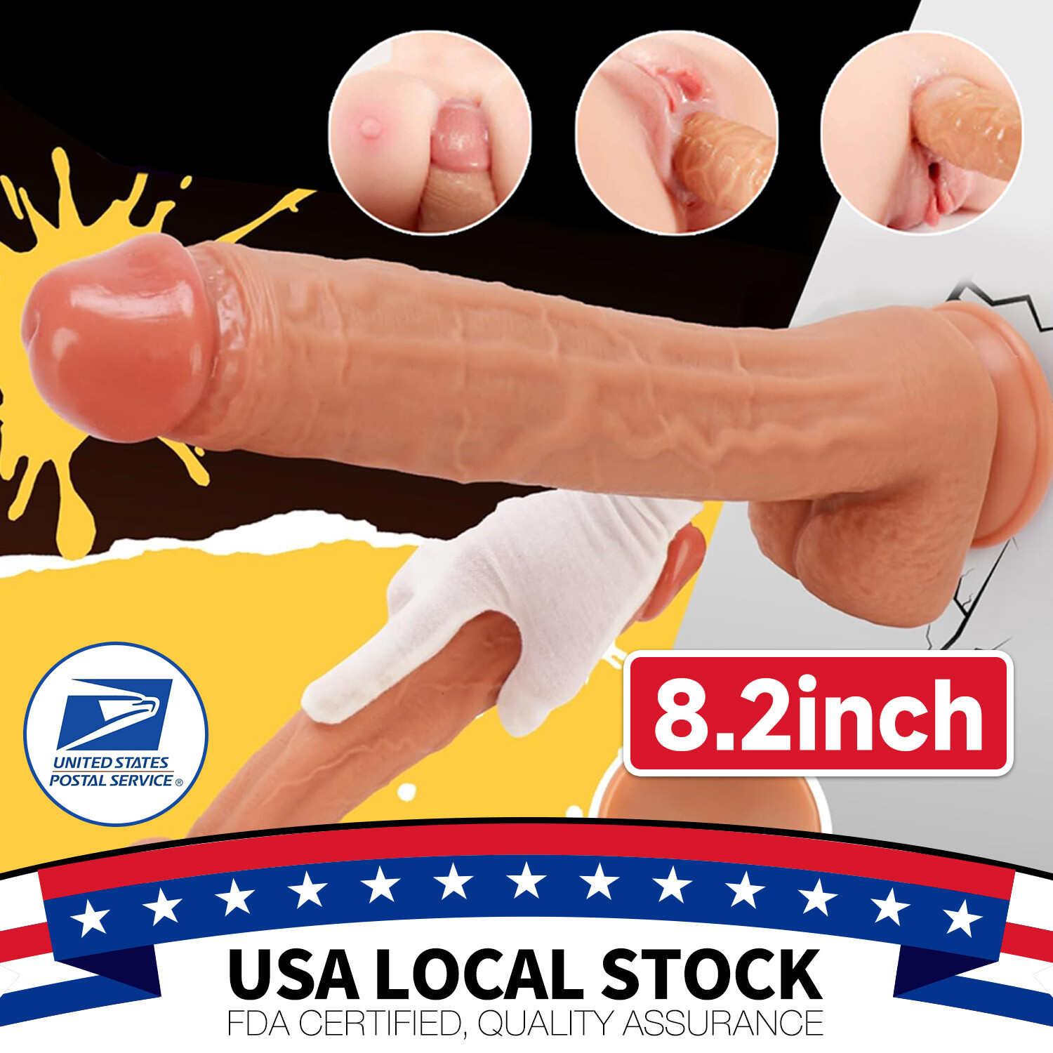 8″ Dildo Anal Toy Realistic Dick Silicone Penis G-spot Suction Cup Women Sex Toy