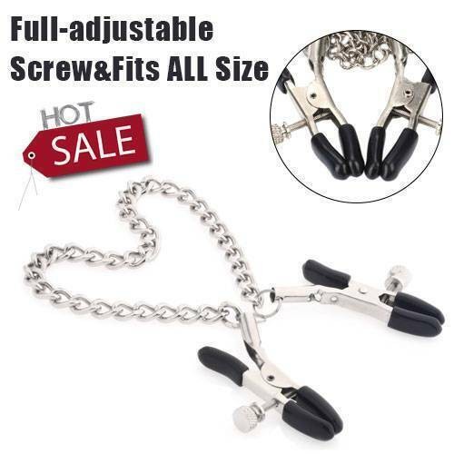 Sliver Nipple Clamps Rings Adjust Male Female Breast Stimulation Bondage Sex Toy