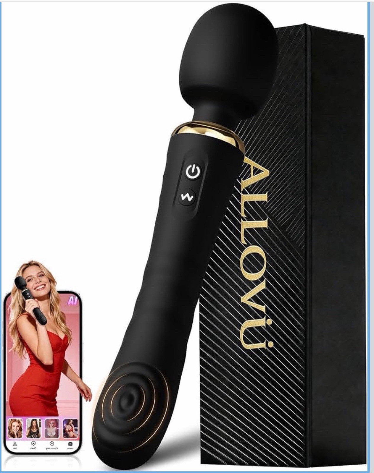 ALLOVU Smart Wand Massager: AI App Control, 12000 RPM & 360° Flexible Head