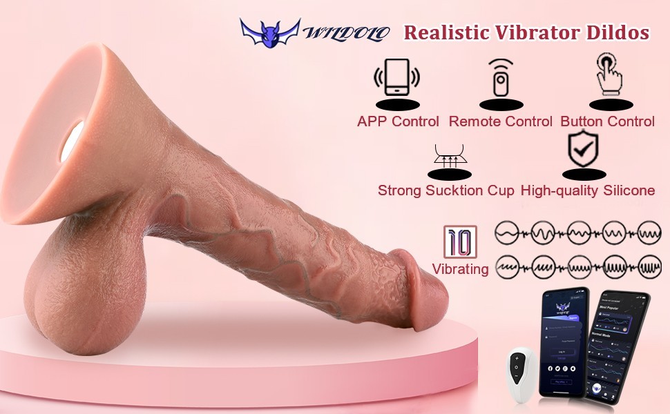 9.4 Inch Wildolo APP Remote Controlled Silicone Realistic Premium Vibrator Dildo