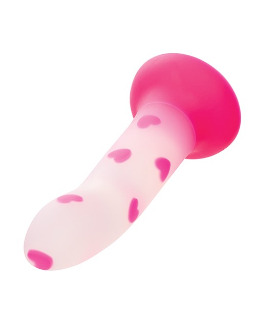 Glow Stick Heart Suction Cup Glow-in-the-Dark Dildo – Pink